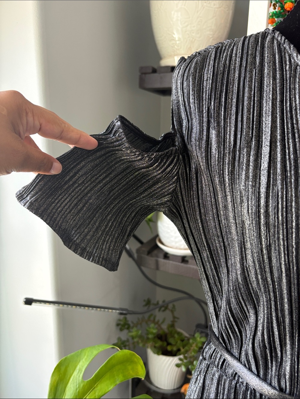 Pink Martini Black Metallic-Stripe Wrap Midi Dress - Picture 5 of 7